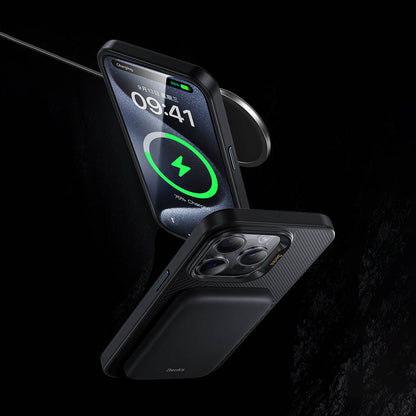 Apple iPhone 14 Pro Kılıf M-safe Şarj Özellikli Karbon Fiber Benks Montage Hybrid ArmorPro Kevlar Kapak