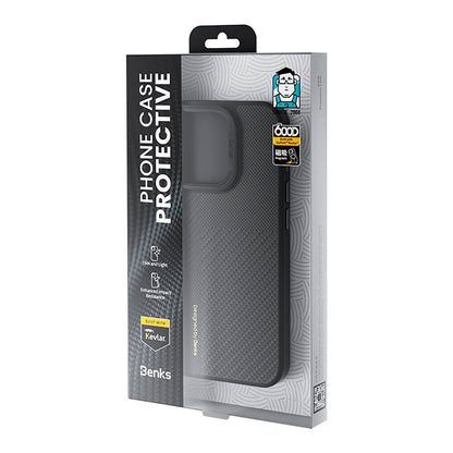 Apple iPhone 14 Pro Kılıf M-safe Şarj Özellikli Karbon Fiber Benks Montage Hybrid ArmorPro Kevlar Kapak