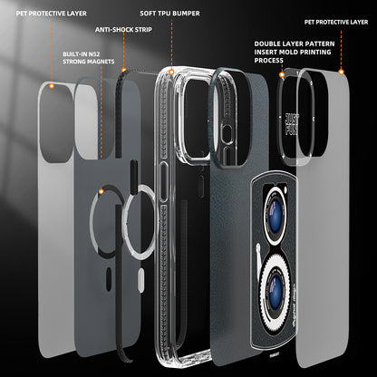 Apple iPhone 14 Pro Kılıf M-safe Şarj Özellikli Lens Figürlü YoungKit Art Film Serisi Kapak