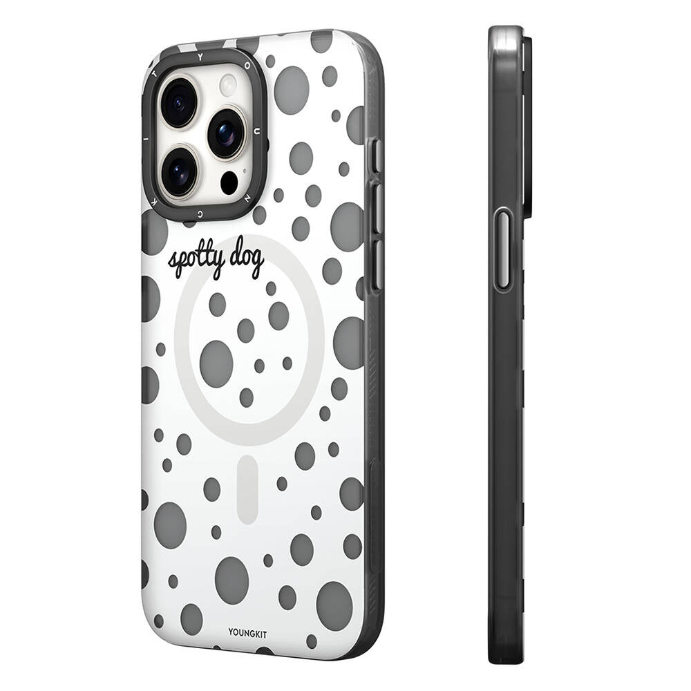 Apple iPhone 14 Pro Kılıf M-safe Şarj Özellikli Polka Dot Desenli Youngkit Spots Serisi Kapak