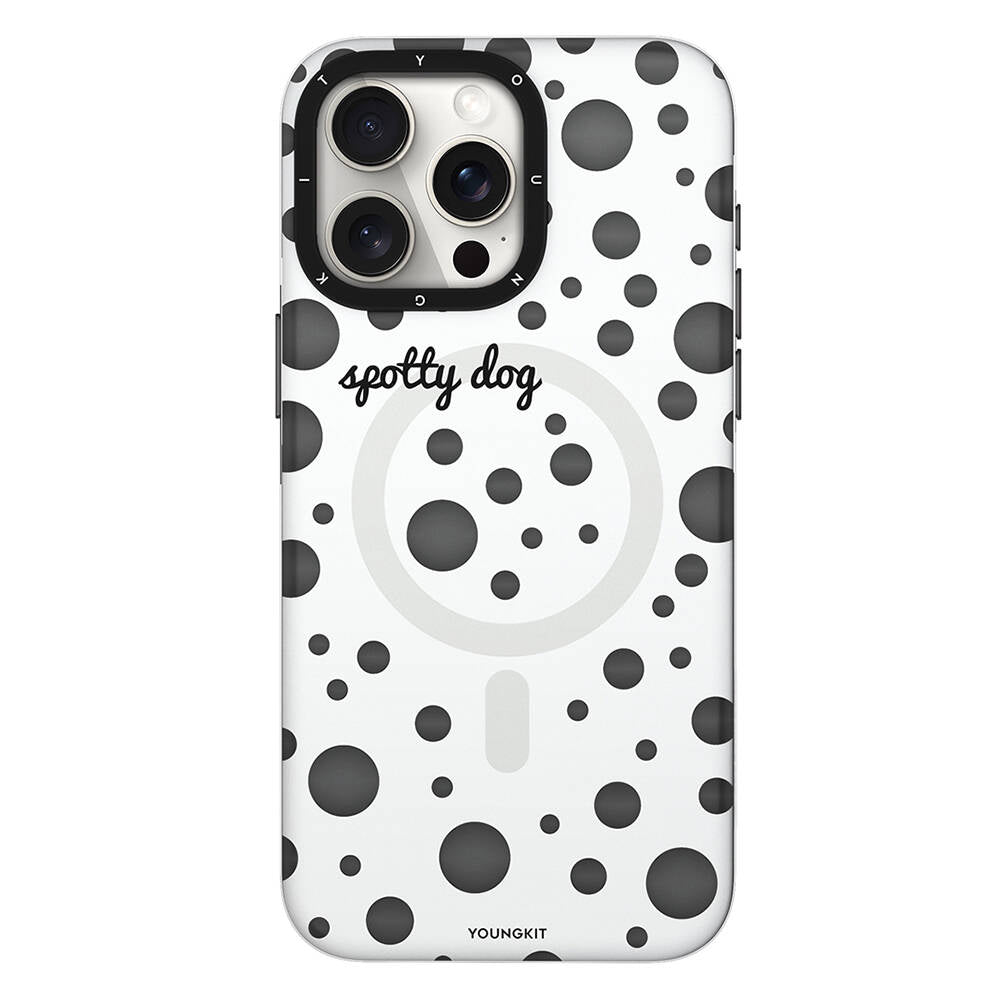 Apple iPhone 14 Pro Kılıf M-safe Şarj Özellikli Polka Dot Desenli Youngkit Spots Serisi Kapak
