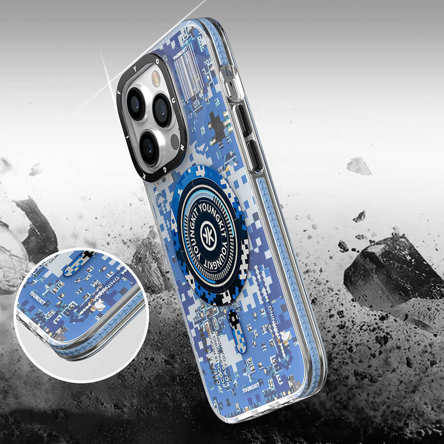 Apple iPhone 14 Pro Kılıf M-safe Şarj Özellikli YoungKit Kamuflaj Serisi Kapak