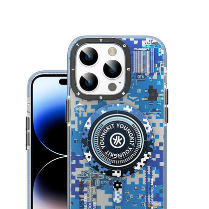 Apple iPhone 14 Pro Kılıf M-safe Şarj Özellikli YoungKit Kamuflaj Serisi Kapak