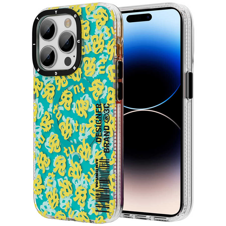 Apple iPhone 14 Pro Kılıf M-safe Şarj Özellikli Youngkit Play Rabbit Serisi Kapak