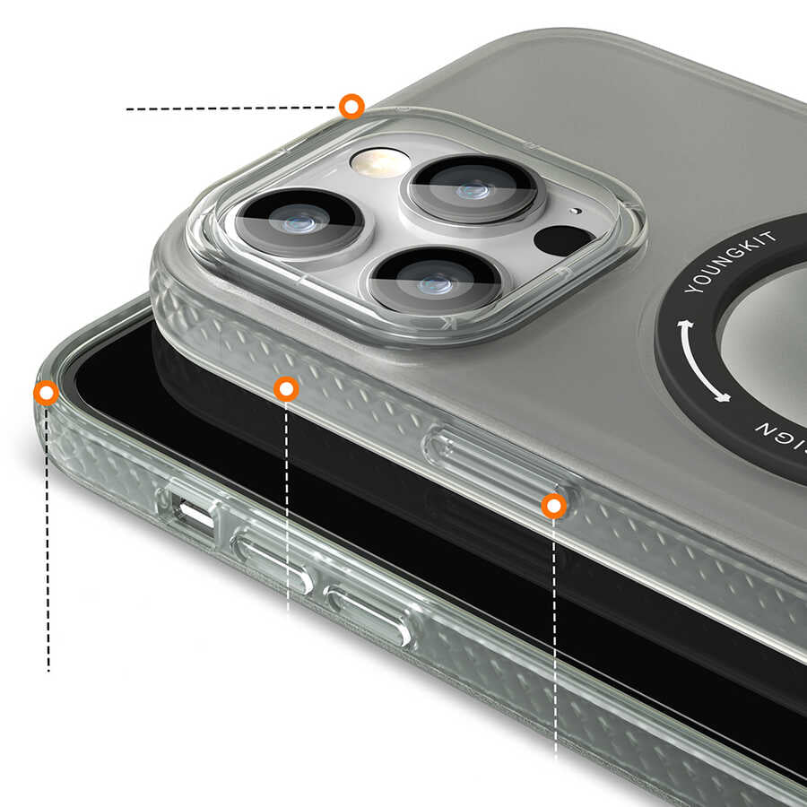Apple iPhone 14 Pro Kılıf M-safe Şarj Özellikli Youngkit Rock Serisi Kapak