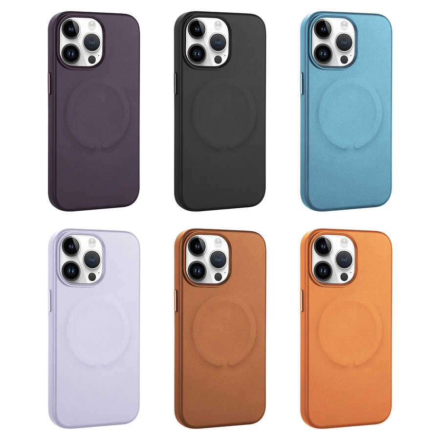 Apple iPhone 14 Pro Kılıf PU Deri M-safe Wireless Şarj Özellikli Zore Derix Kapak