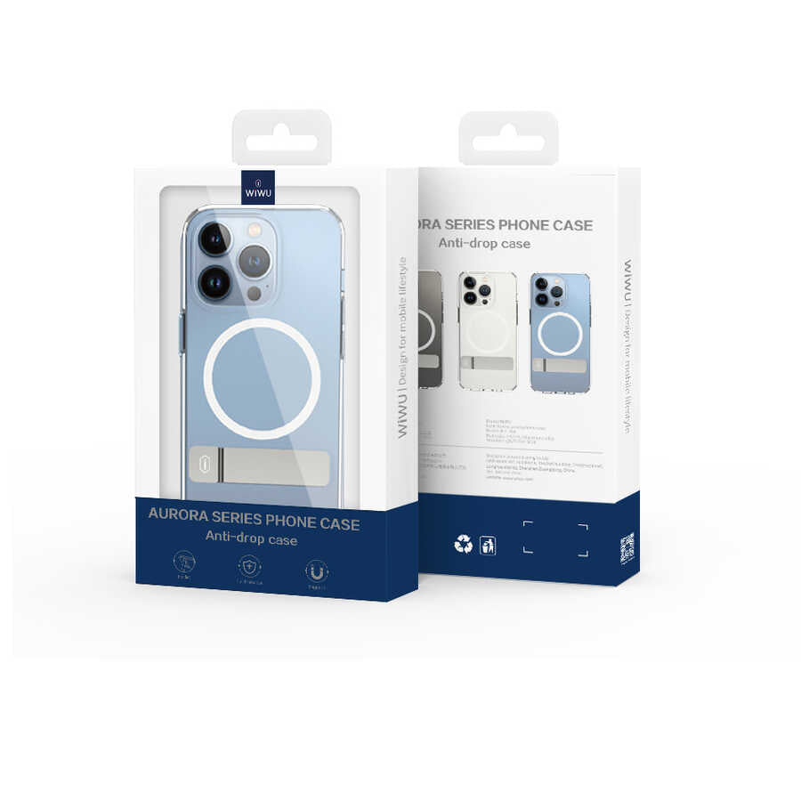 Apple iPhone 14 Pro Kılıf Standlı M-safe Wireless Şarj Özellikli Wiwu Aurora Serisi Kapak