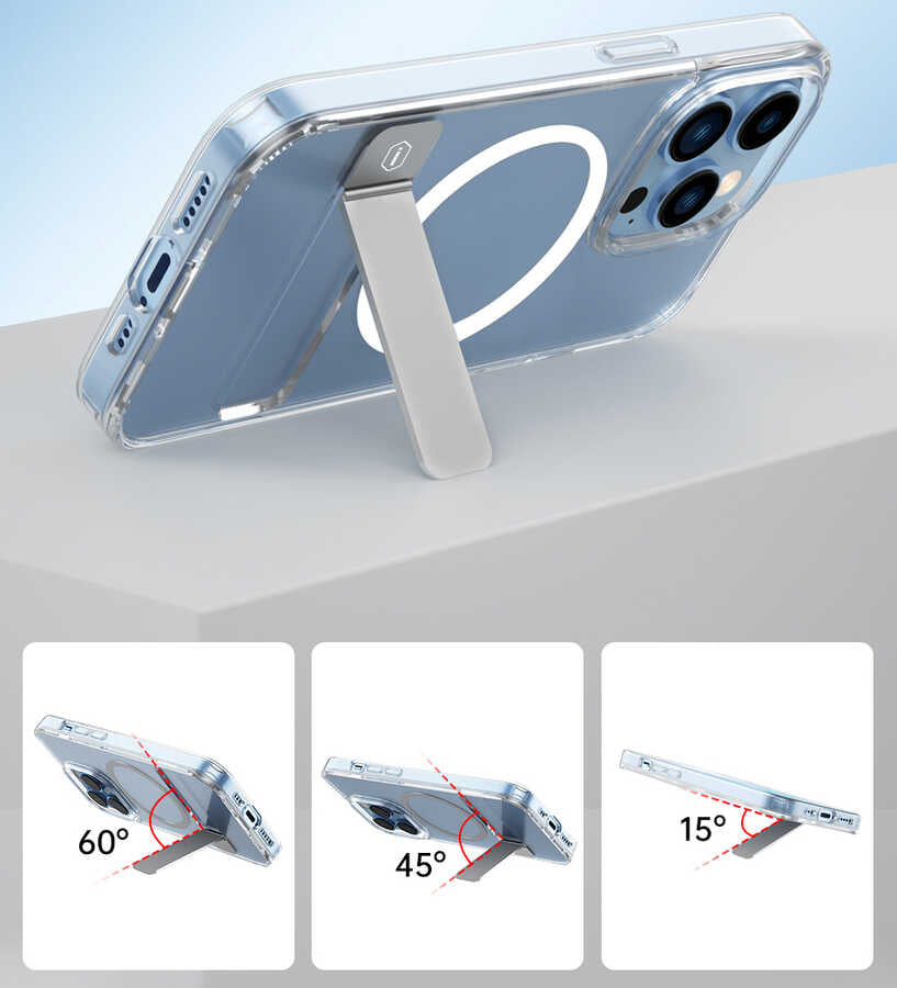 Apple iPhone 14 Pro Kılıf Standlı M-safe Wireless Şarj Özellikli Wiwu Aurora Serisi Kapak