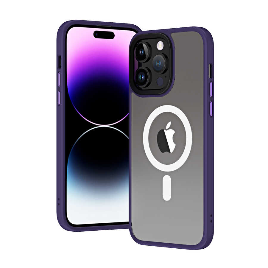 Apple iPhone 14 Pro Kılıf Wireless Şarj Özellikli Zore Hibrit M-safe Kapak