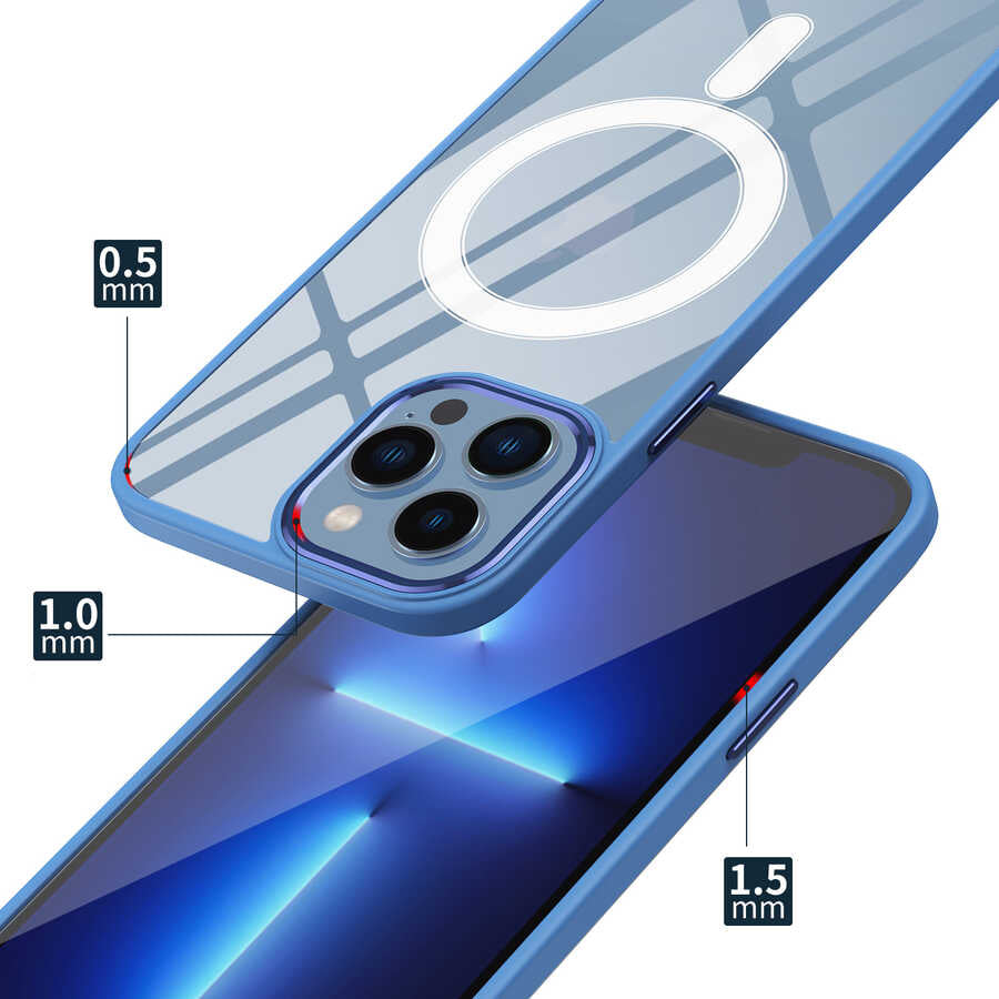 Apple iPhone 14 Pro Kılıf Wireless Şarj Özellikli Zore Krom M-safe Silikon Kapak