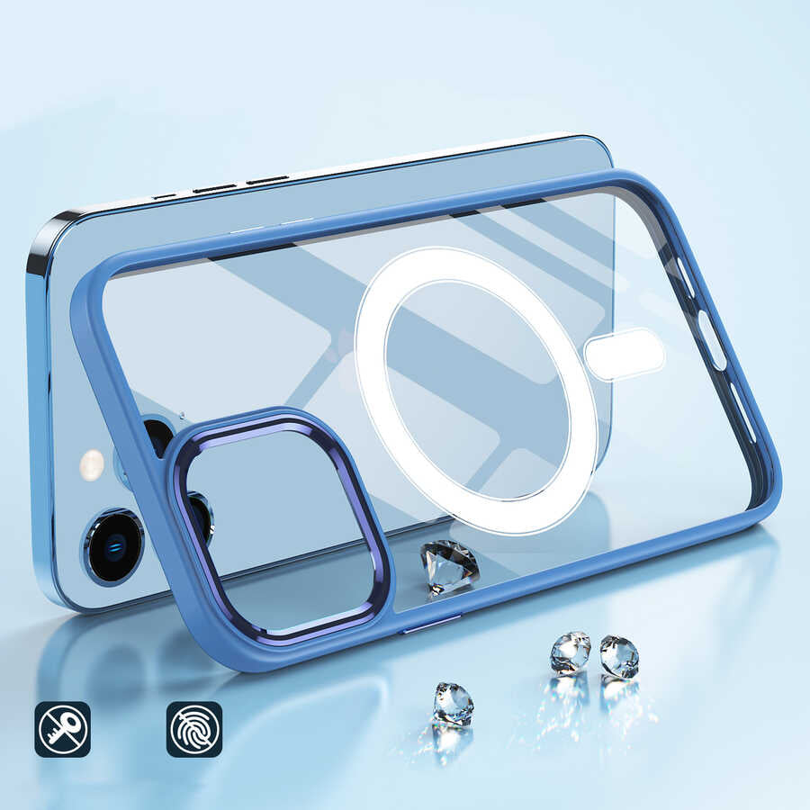 Apple iPhone 14 Pro Kılıf Wireless Şarj Özellikli Zore Krom M-safe Silikon Kapak