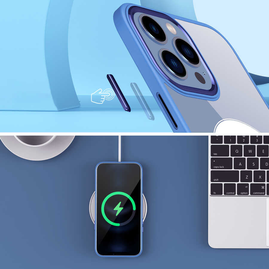 Apple iPhone 14 Pro Kılıf Wireless Şarj Özellikli Zore Krom M-safe Silikon Kapak