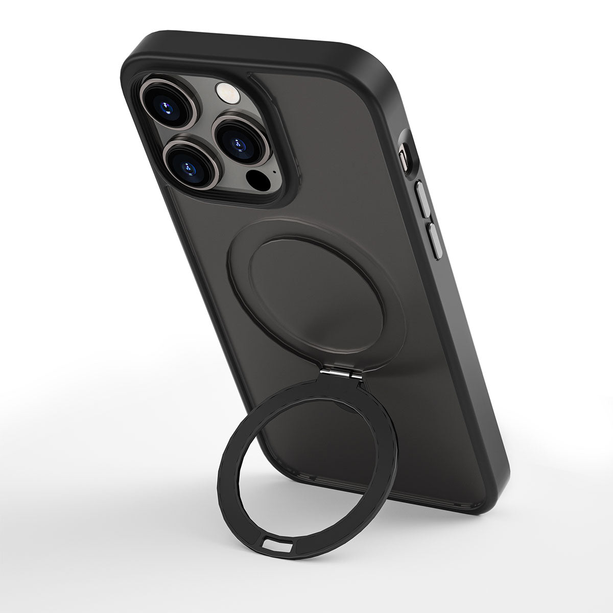 Apple iPhone 14 Pro Kılıf Wiwu ZMM-010 M-safe Şarj Özellikli Parmak İzi Bırakmayan Mat Transparan Standlı Kapak