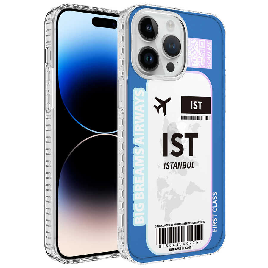 Apple iPhone 14 Pro Max Kılıf Airbag Kenarlı Renkli Desenli Silikon Zore Elegans Kapak