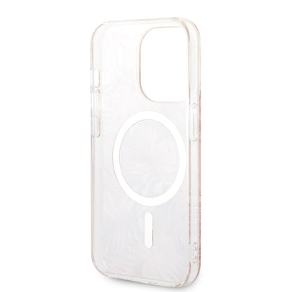 Apple iPhone 14 Pro Max Kılıf GUESS M-safe Şarj Özellikli Yaprak Desenli M-safe Şarj Kablolu Kapak