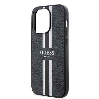 Apple iPhone 14 Pro Max Kılıf Guess Orjinal Lisanslı M-safe Şarj Özellikli 4G Şerit Tasarımlı Printed Kapak