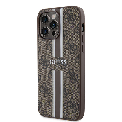 Apple iPhone 14 Pro Max Kılıf Guess Orjinal Lisanslı M-safe Şarj Özellikli 4G Şerit Tasarımlı Printed Kapak