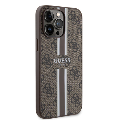 Apple iPhone 14 Pro Max Kılıf Guess Orjinal Lisanslı M-safe Şarj Özellikli 4G Şerit Tasarımlı Printed Kapak