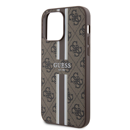 Apple iPhone 14 Pro Max Kılıf Guess Orjinal Lisanslı M-safe Şarj Özellikli 4G Şerit Tasarımlı Printed Kapak