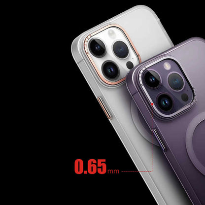 Apple iPhone 14 Pro Max Kılıf M-safe Şarj Özellikli Buzlu Sert PC Zore Tuval Kapak