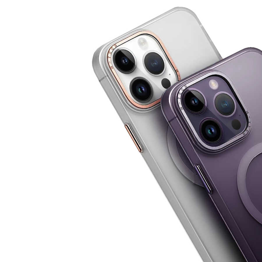 Apple iPhone 14 Pro Max Kılıf M-safe Şarj Özellikli Buzlu Sert PC Zore Tuval Kapak