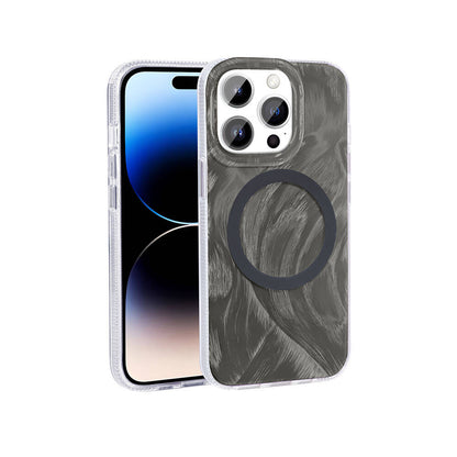 Apple iPhone 14 Pro Max Kılıf M-safe Şarj Özellikli Fırça Boya Desenli Zore Palet Kapak