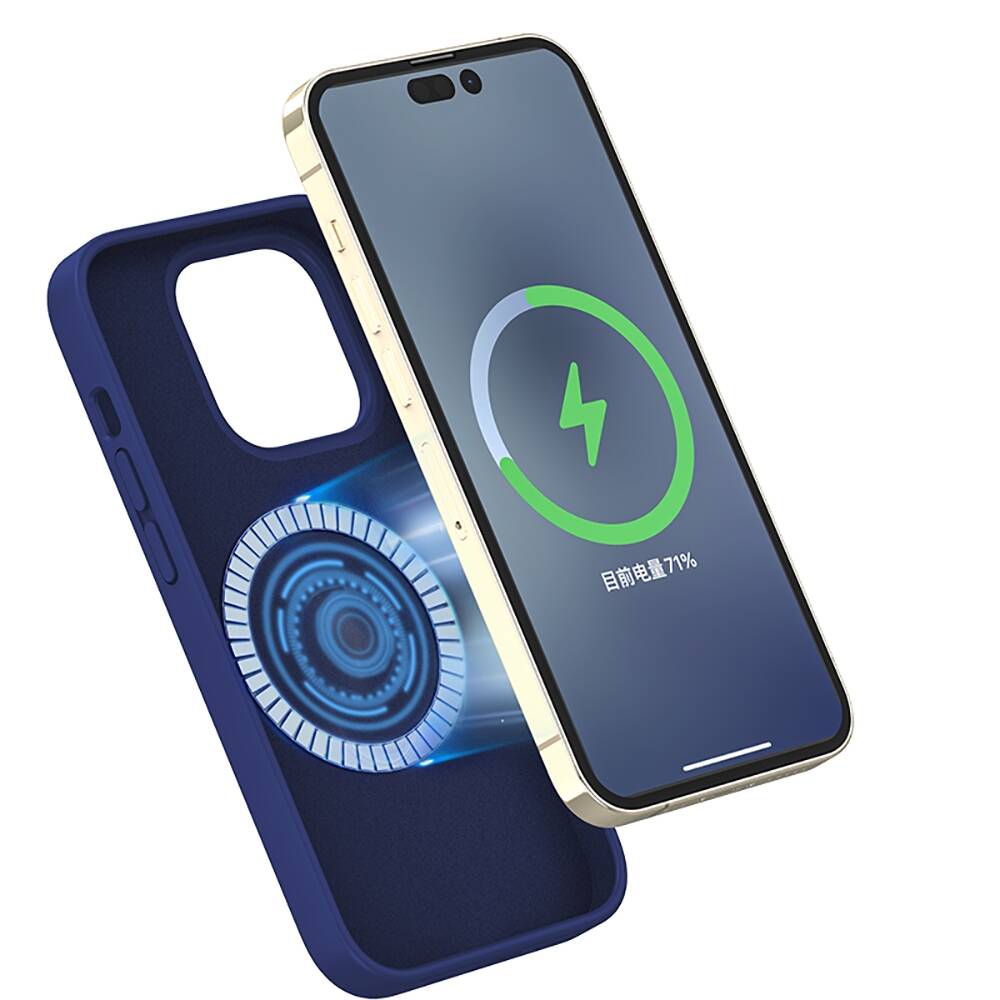 Apple iPhone 14 Pro Max Kılıf M-safe Şarj Özellikli Liquid Silikon Recci Mousse Serisi Kapak