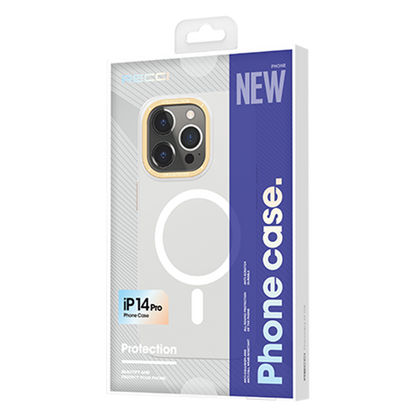 Apple iPhone 14 Pro Max Kılıf M-safe Şarj Özellikli Metal Kamera Çerçeveli Recci Glaze Serisi Kapak