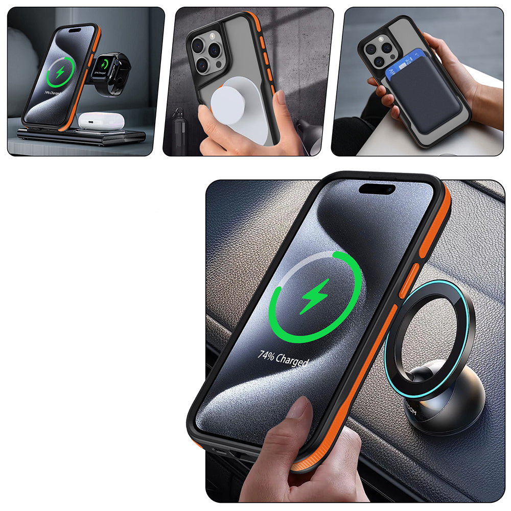 Apple iPhone 14 Pro Max Kılıf M-safe Şarj Özellikli Renkli Kenar Airbag Şeritli Zore Lamer Kapak