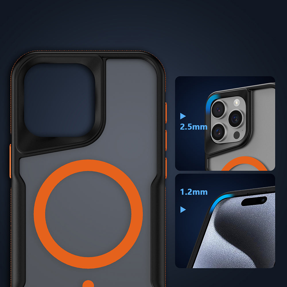 Apple iPhone 14 Pro Max Kılıf M-safe Şarj Özellikli Renkli Kenar Airbag Şeritli Zore Lamer Kapak