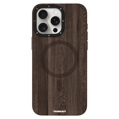 Apple iPhone 14 Pro Max Kılıf M-safe Şarj Özellikli Sararmaya Dayanıklı Youngkit Wood Forest Serisi Kapak