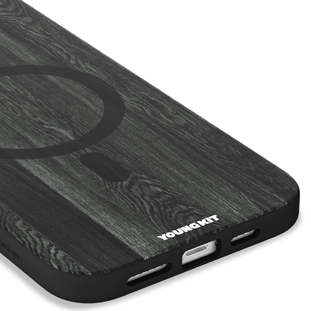 Apple iPhone 14 Pro Max Kılıf M-safe Şarj Özellikli Sararmaya Dayanıklı Youngkit Wood Forest Serisi Kapak