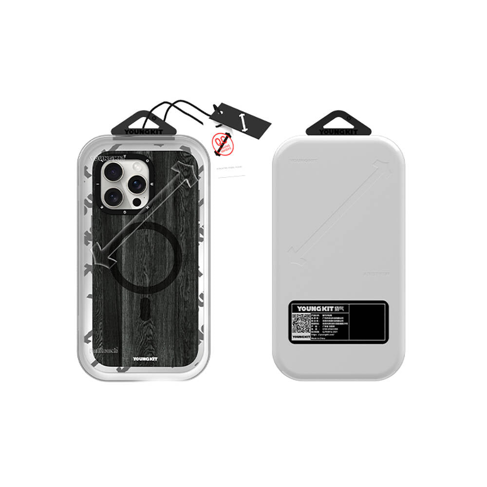 Apple iPhone 14 Pro Max Kılıf M-safe Şarj Özellikli Sararmaya Dayanıklı Youngkit Wood Forest Serisi Kapak