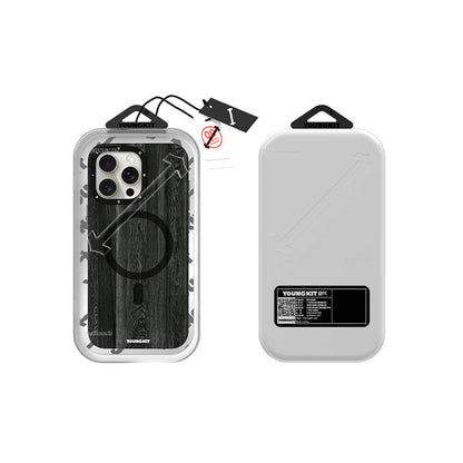 Apple iPhone 14 Pro Max Kılıf M-safe Şarj Özellikli Sararmaya Dayanıklı Youngkit Wood Forest Serisi Kapak