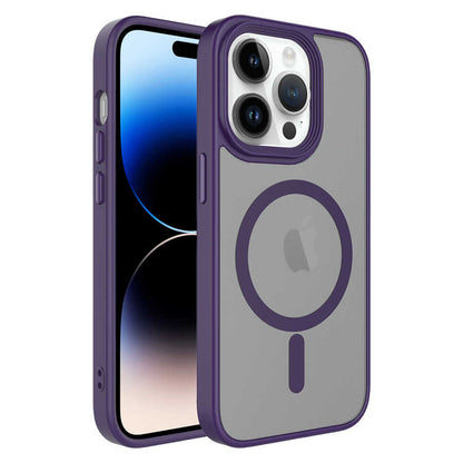 Apple iPhone 14 Pro Max Kılıf Mat Arka Yüzey Wireless Şarj Özellikli Zore Flet M-safe Kapak