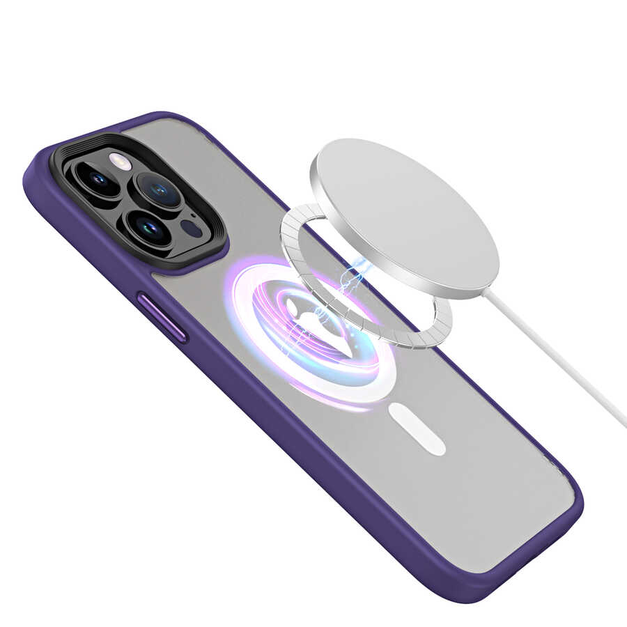 Apple iPhone 14 Pro Max Kılıf Wireless Şarj Özellikli Zore Hibrit M-safe Kapak