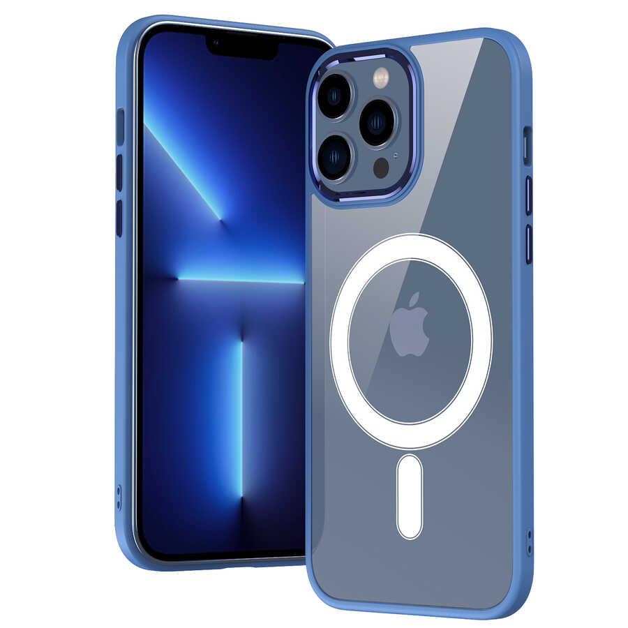 Apple iPhone 14 Pro Max Kılıf Wireless Şarj Özellikli Zore Krom M-safe Silikon Kapak