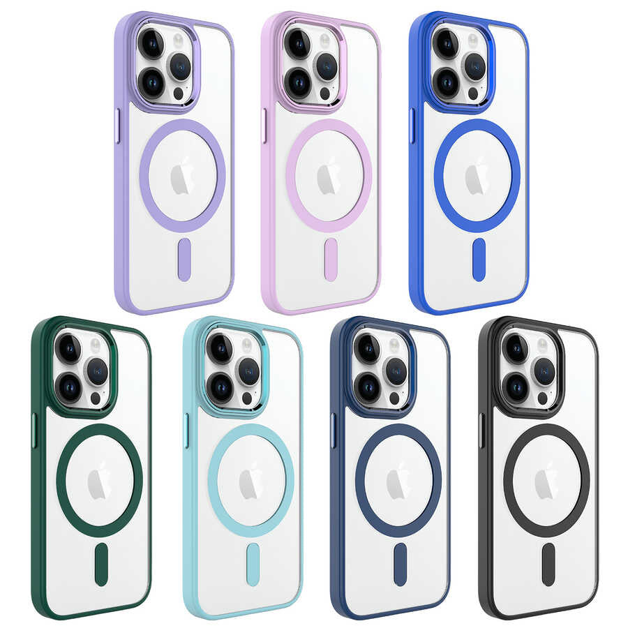 Apple iPhone 14 Pro Max Kılıf Wireless Şarj Özellikli Zore Krom M-safe Silikon Kapak