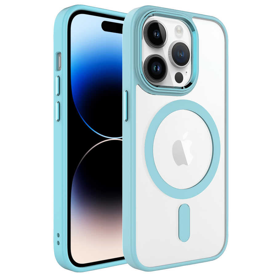 Apple iPhone 14 Pro Max Kılıf Wireless Şarj Özellikli Zore Krom M-safe Silikon Kapak