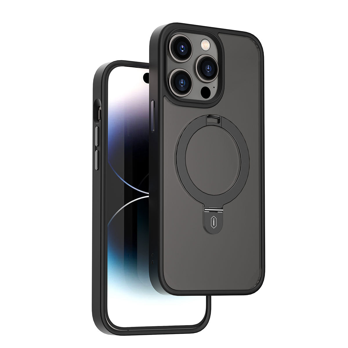 Apple iPhone 14 Pro Max Kılıf Wiwu ZMM-010 M-safe Şarj Özellikli Parmak İzi Bırakmayan Mat Transparan Standlı Kapak