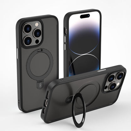 Apple iPhone 14 Pro Max Kılıf Wiwu ZMM-010 M-safe Şarj Özellikli Parmak İzi Bırakmayan Mat Transparan Standlı Kapak