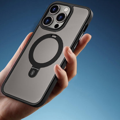 Apple iPhone 14 Pro Max Kılıf Wiwu ZMM-010 M-safe Şarj Özellikli Parmak İzi Bırakmayan Mat Transparan Standlı Kapak