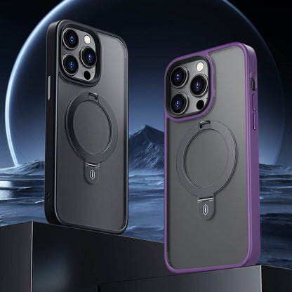 Apple iPhone 14 Pro Max Kılıf Wiwu ZMM-010 M-safe Şarj Özellikli Parmak İzi Bırakmayan Mat Transparan Standlı Kapak