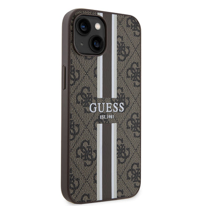 Apple iPhone 15 Kılıf Guess Orjinal Lisanslı M-safe Şarj Özellikli 4G Şerit Tasarımlı Printed Kapak