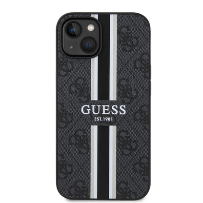 Apple iPhone 15 Kılıf Guess Orjinal Lisanslı M-safe Şarj Özellikli 4G Şerit Tasarımlı Printed Kapak