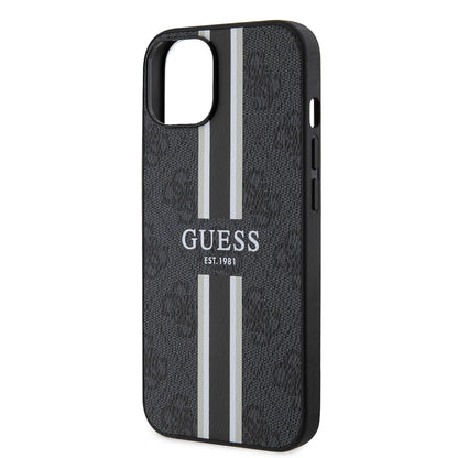 Apple iPhone 15 Kılıf Guess Orjinal Lisanslı M-safe Şarj Özellikli 4G Şerit Tasarımlı Printed Kapak
