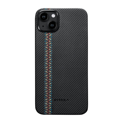 Apple iPhone 15 Kılıf M-safe Şarj Özellikli 600D Aramid Fiber Pitaka Tactile Woven Orchestra Serisi Rhapsody Kapak