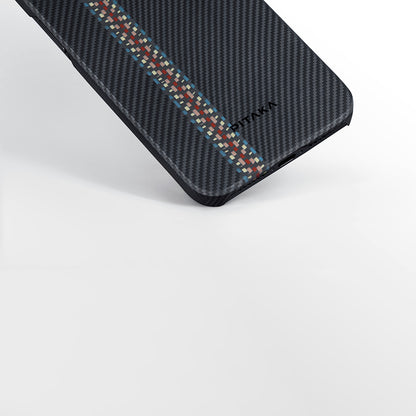 Apple iPhone 15 Kılıf M-safe Şarj Özellikli 600D Aramid Fiber Pitaka Tactile Woven Orchestra Serisi Rhapsody Kapak