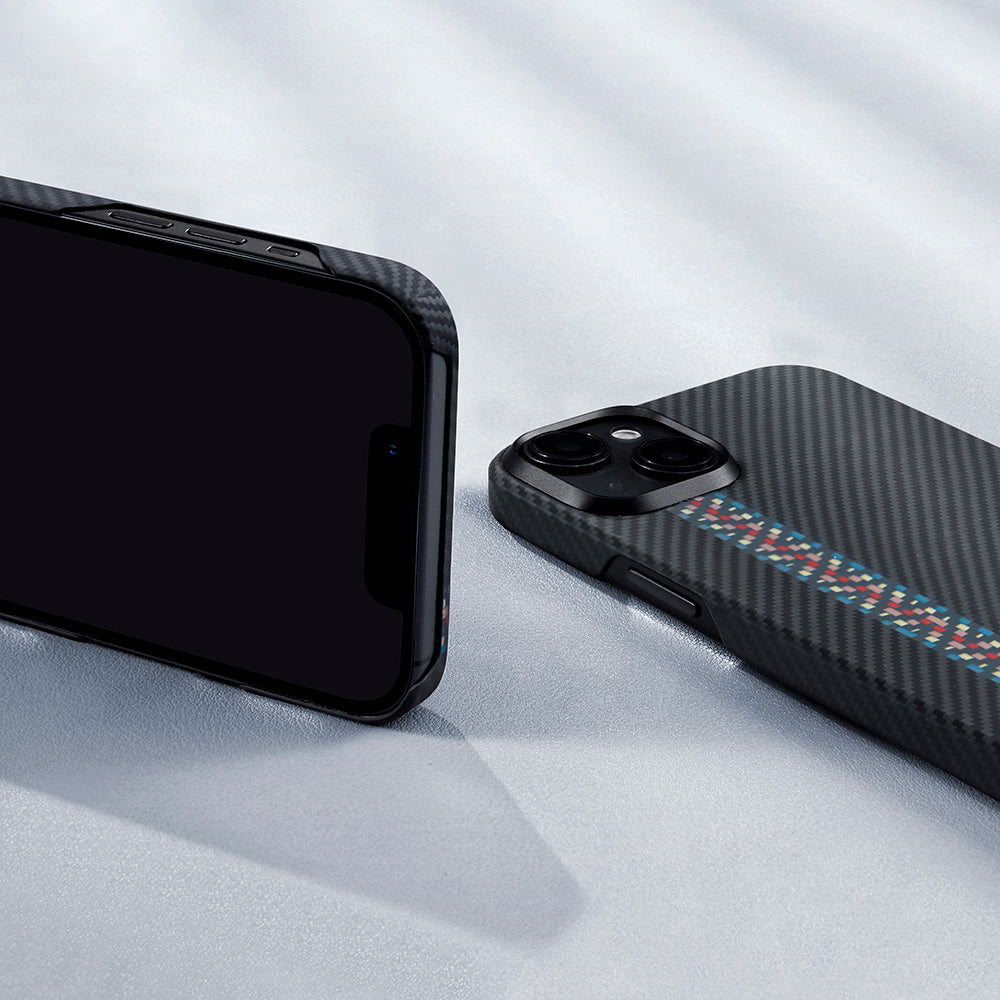 Apple iPhone 15 Kılıf M-safe Şarj Özellikli 600D Aramid Fiber Pitaka Tactile Woven Orchestra Serisi Rhapsody Kapak