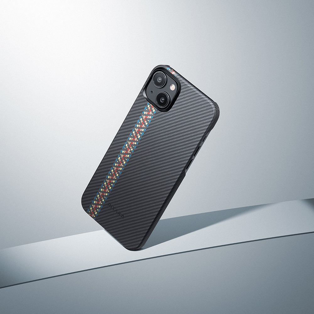 Apple iPhone 15 Kılıf M-safe Şarj Özellikli 600D Aramid Fiber Pitaka Tactile Woven Orchestra Serisi Rhapsody Kapak